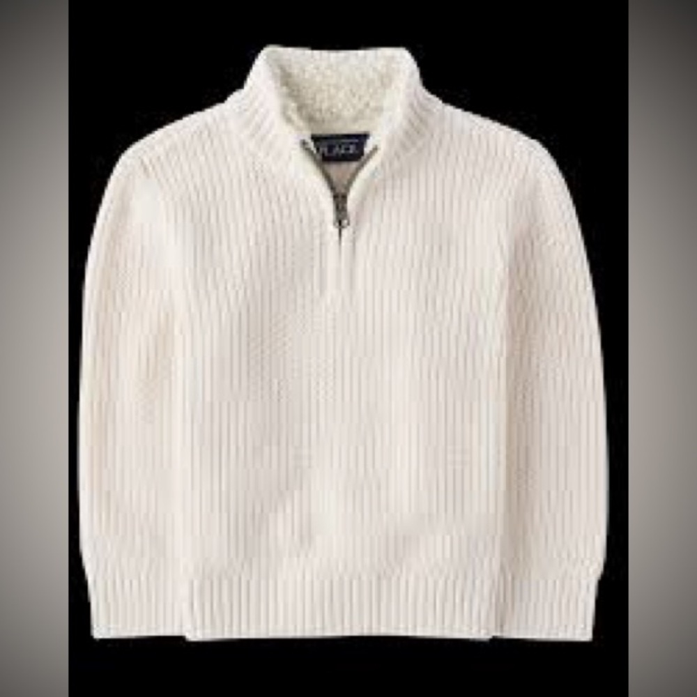 Place Cream Zip Up Sweater with Chunky Knit